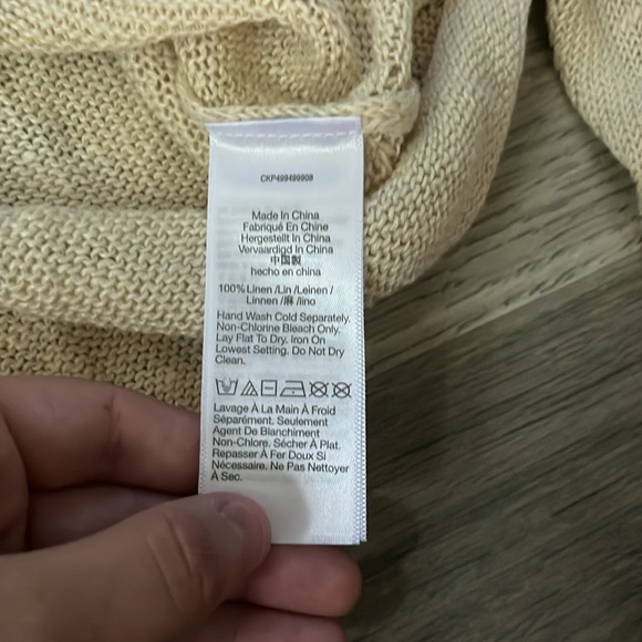 Madewell NWT Linen V-Neck Sweater beach sand women’s size small - Picture 6 of 9